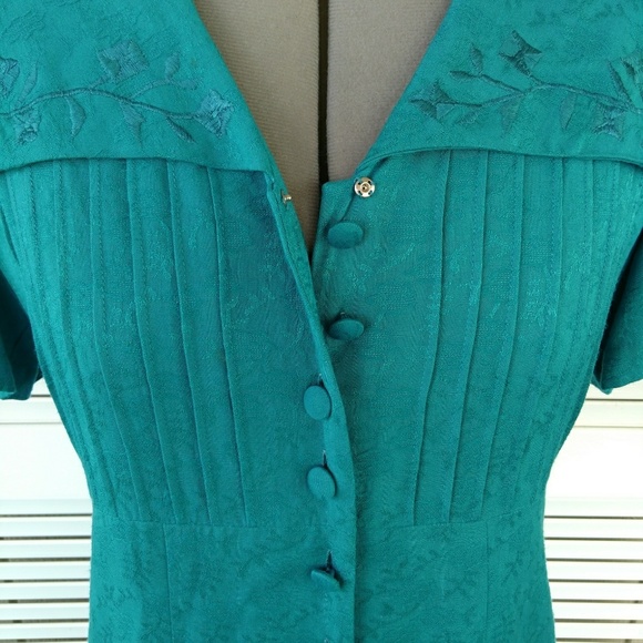 Vintage Karin Stevens button down maxi floral damask dress 8 - Picture 4 of 7